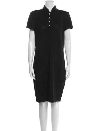 Pre-owned St John Mock Neck Mini Dress In Black