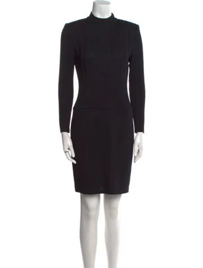 Pre-owned St John Mock Neck Mini Dress In Black