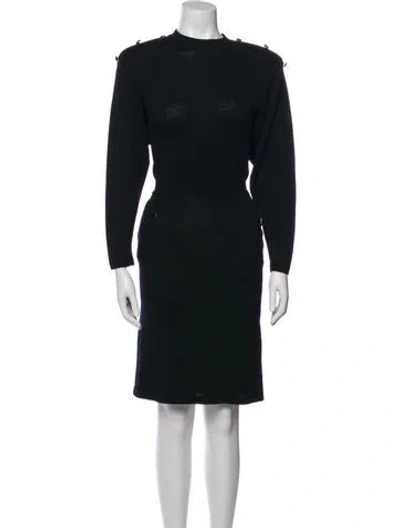 Pre-owned St John Mock Neck Mini Dress In Black