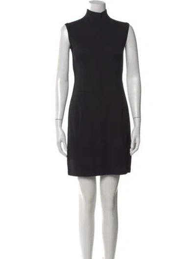Pre-owned St John Mock Neck Mini Dress In Black