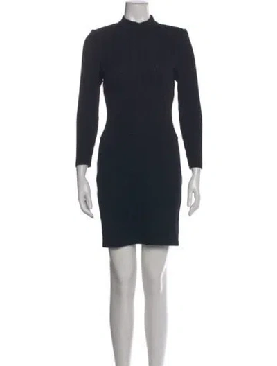 Pre-owned St John Mock Neck Mini Dress In Black