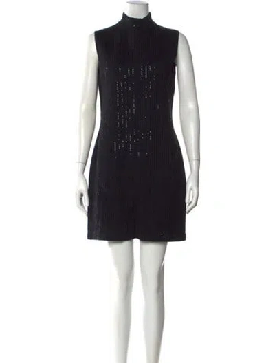 Pre-owned St John Mock Neck Mini Dress In Black