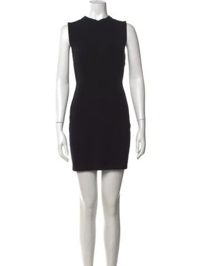 Pre-owned St John Mock Neck Mini Dress In Black