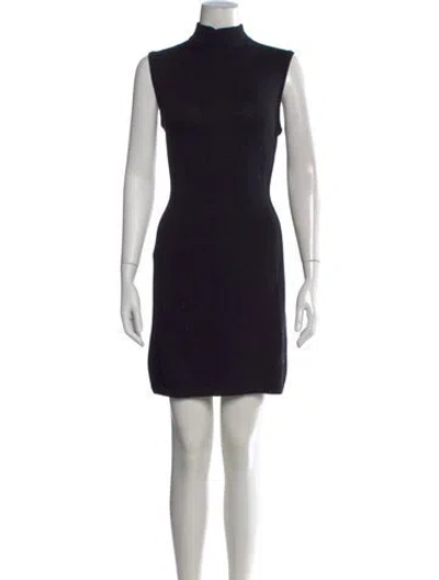 Pre-owned St John Mock Neck Mini Dress In Black