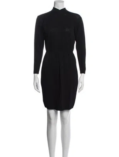 Pre-owned St John Mock Neck Mini Dress In Black