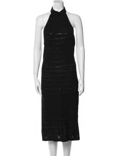 Pre-owned St John Mock Neck Mini Dress In Blue