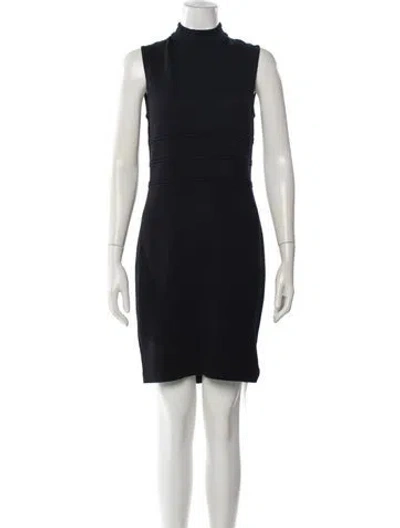 Pre-owned St John Mock Neck Mini Dress In Blue