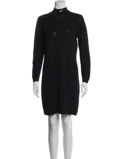 Pre-owned St John Mock Neck Mini Dress In Blue