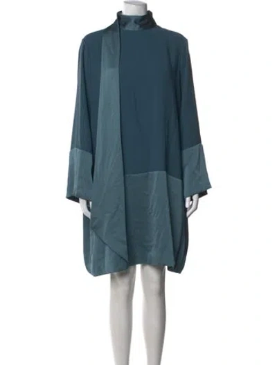 Pre-owned St John Mock Neck Mini Dress In Blue
