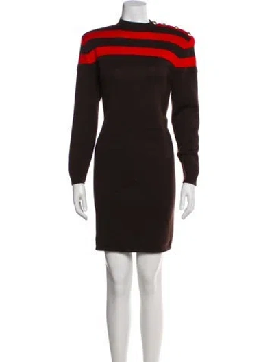 Pre-owned St John Mock Neck Mini Dress In Multi