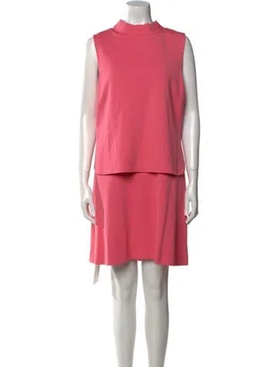 Pre-owned St John Mock Neck Mini Dress In Pink