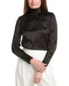 St John St. John Mock Neck Satin Top In Brown