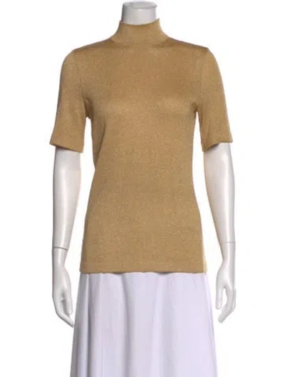 Pre-owned St John Mock Neck Short Sleeve Top