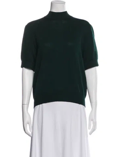 Pre-owned St John Mock Neck Short Sleeve Top In Black