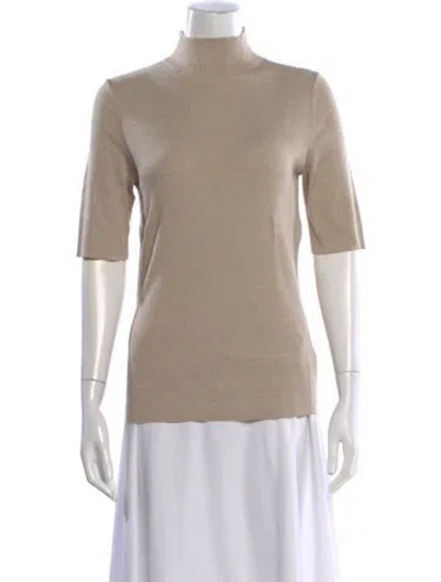 Pre-owned St John Mock Neck Short Sleeve Top In Neutral