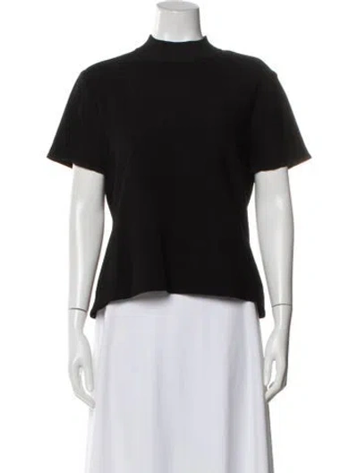 Pre-owned St John Mock Neck Short Sleeve T-shirt In Black
