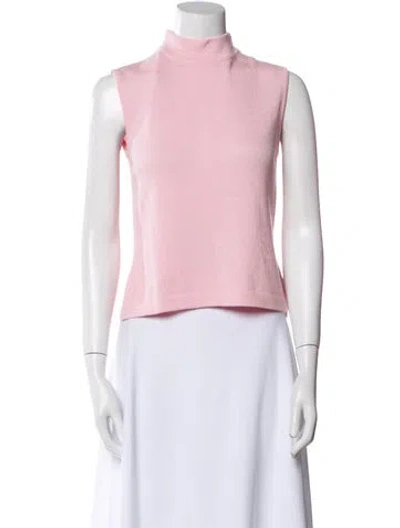 Pre-owned St John Mock Neck Sleeveless Crop Top In Pink
