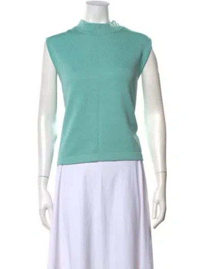 Pre-owned St John Mock Neck Sleeveless Sweatshirt In Blue