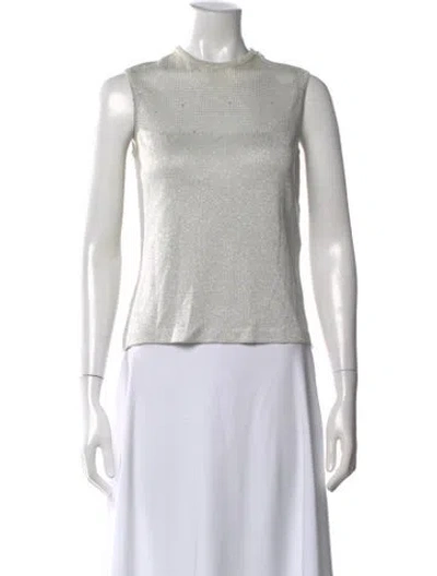 Pre-owned St John Mock Neck Sleeveless Top