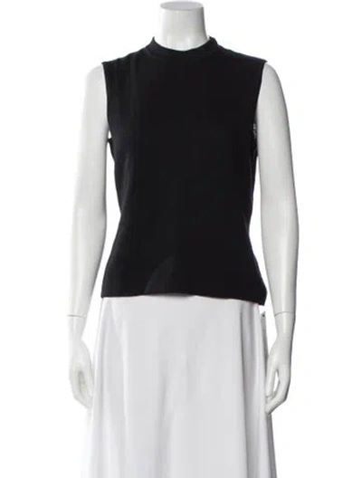 Pre-owned St John Mock Neck Sleeveless Top In Black