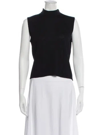 Pre-owned St John Mock Neck Sleeveless Top In Black