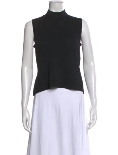 Pre-owned St John Mock Neck Sleeveless Top In Black