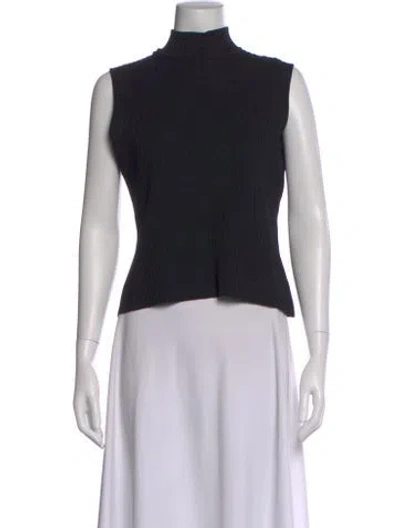 Pre-owned St John Mock Neck Sleeveless Top In Black