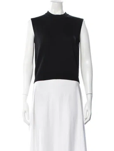 Pre-owned St John Mock Neck Sleeveless Top In Black