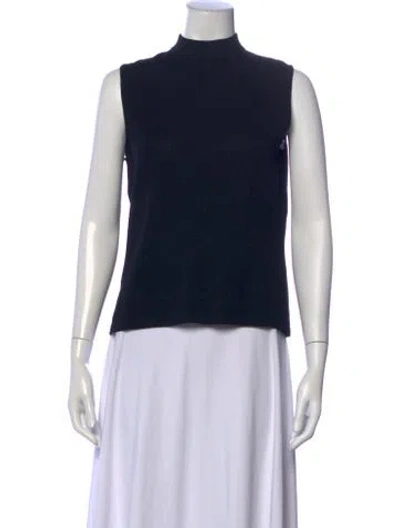 Pre-owned St John Mock Neck Sleeveless Top In Black