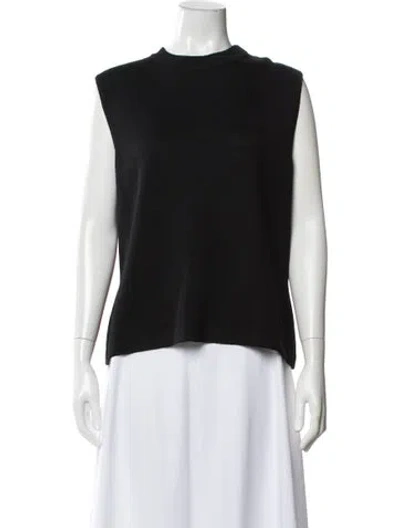 Pre-owned St John Mock Neck Sleeveless Top In Black