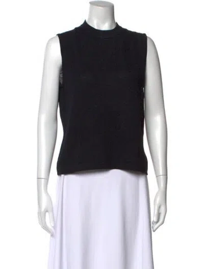Pre-owned St John Mock Neck Sleeveless Top In Black