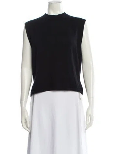 Pre-owned St John Mock Neck Sleeveless Top In Blue