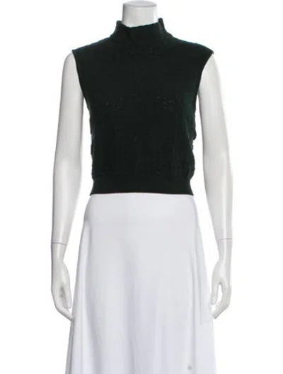 Pre-owned St John Mock Neck Sleeveless Top In Blue