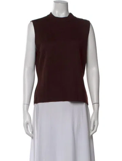 Pre-owned St John Mock Neck Sleeveless Top In Brown
