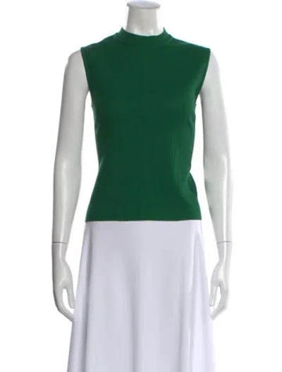 Pre-owned St John Mock Neck Sleeveless Top In Green