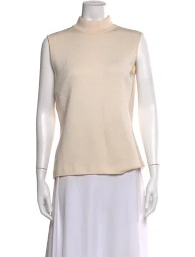 Pre-owned St John Mock Neck Sleeveless Top In Neutral
