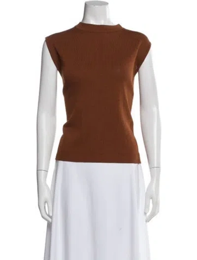 Pre-owned St John Mock Neck Sleeveless Top In Orange