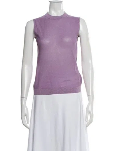 Pre-owned St John Mock Neck Sleeveless Top In Purple