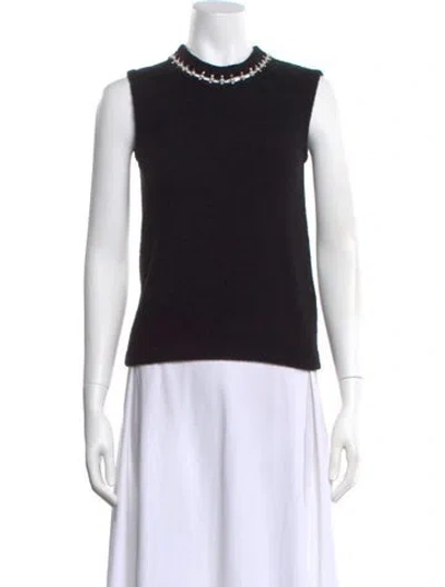 Pre-owned St John Mock Neck Sleeveless Top W/ Tags In Black