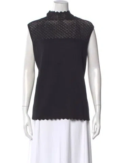Pre-owned St John Mock Neck Sleeveless Top W/ Tags In Black