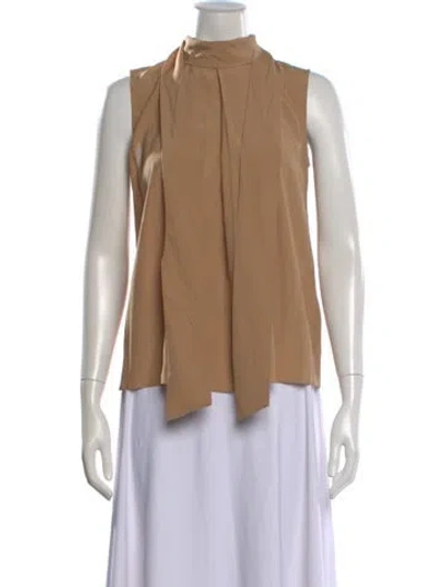 Pre-owned St John Mock Neck Sleeveless Top W/ Tags In Neutral