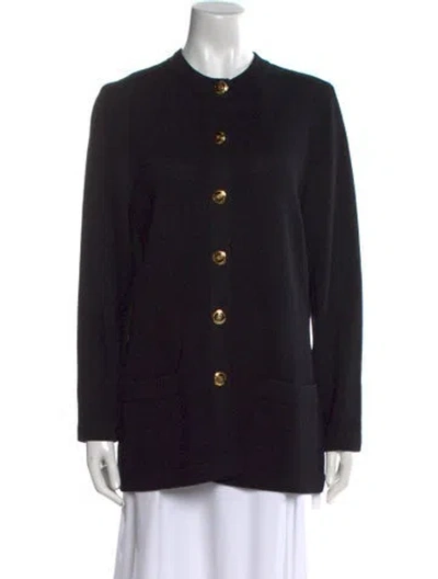 Pre-owned St John Mock Neck Sweater In Black