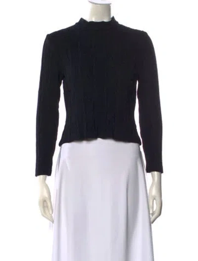 Pre-owned St John Mock Neck Sweater In Black