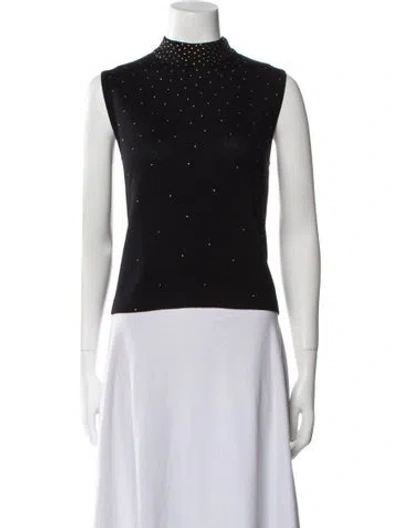 Pre-owned St John Mock Neck Sweater In Black