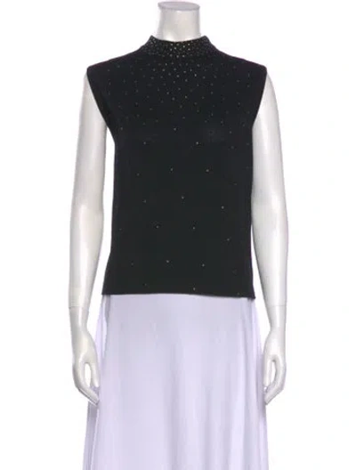 Pre-owned St John Mock Neck Sweater In Black