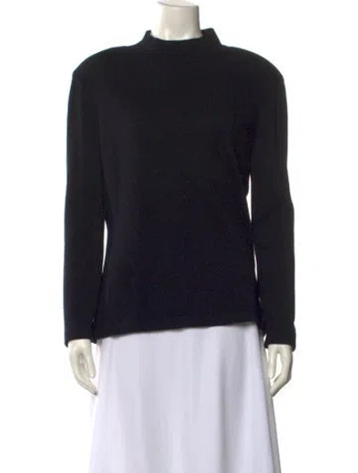 Pre-owned St John Mock Neck Sweater In Black