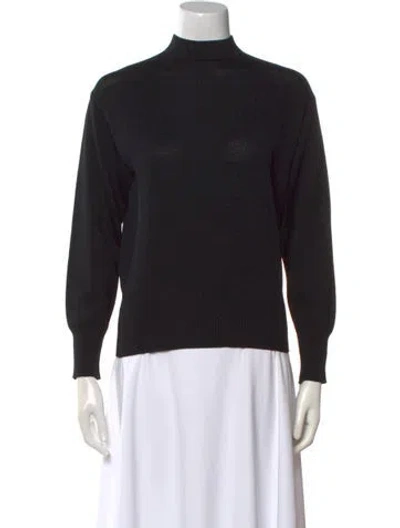 Pre-owned St John Mock Neck Sweater In Black