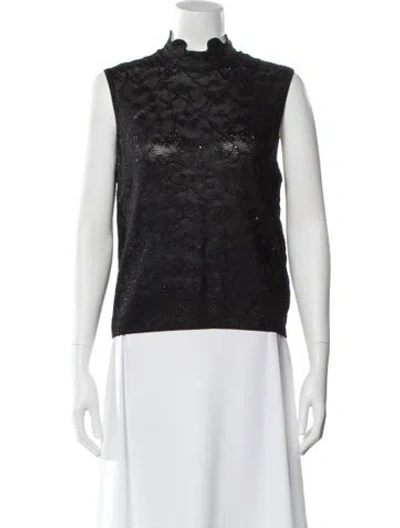 Pre-owned St John Mock Neck Sweater In Black