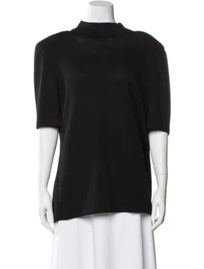 Pre-owned St John Mock Neck Sweater In Black