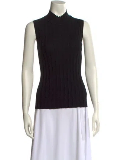 Pre-owned St John Mock Neck Sweater In Black